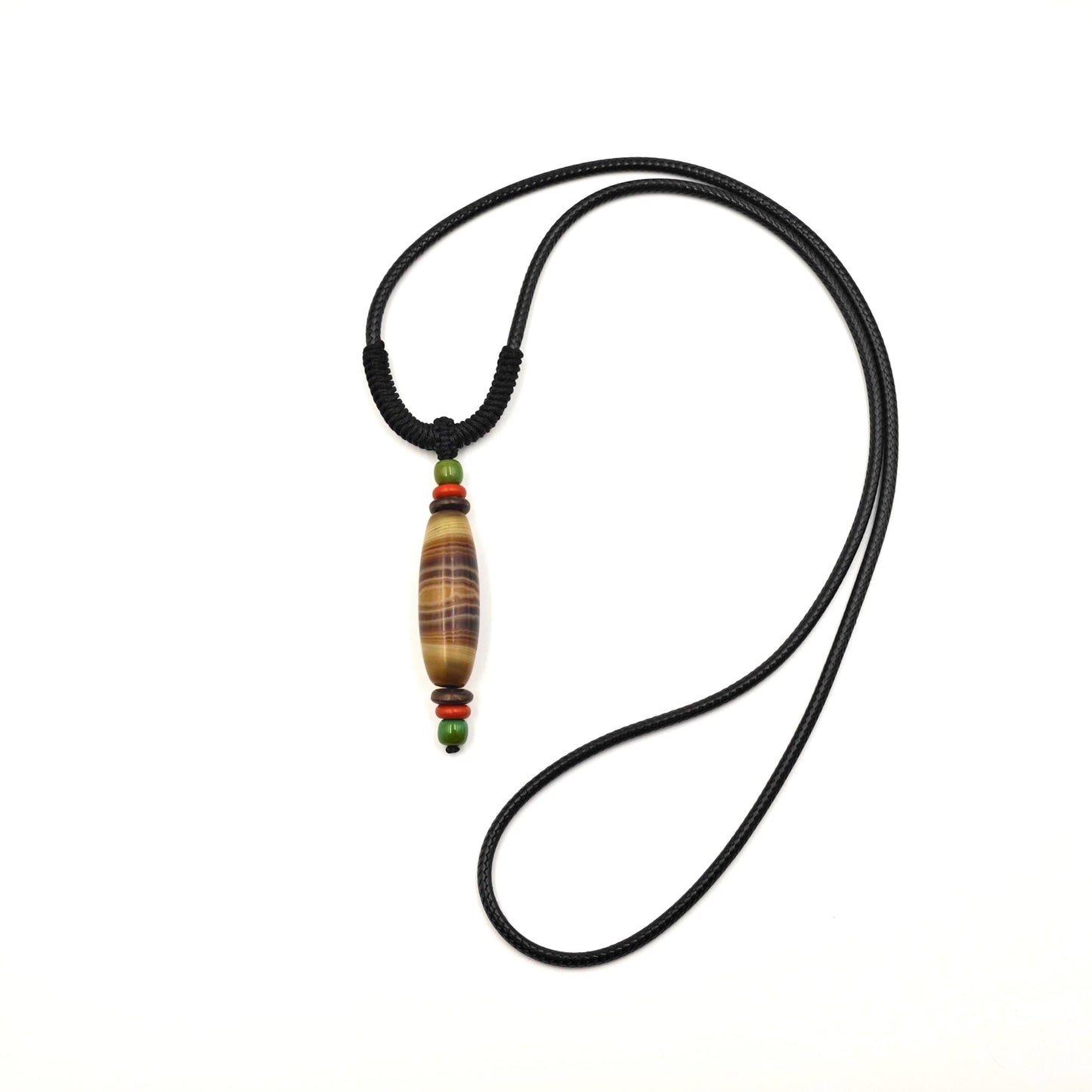 Handmade Sardonyx Agate Dzi Bead Necklace, Nan Hong Agate, Turquoise, Ethnic Bohemian Jewelry
