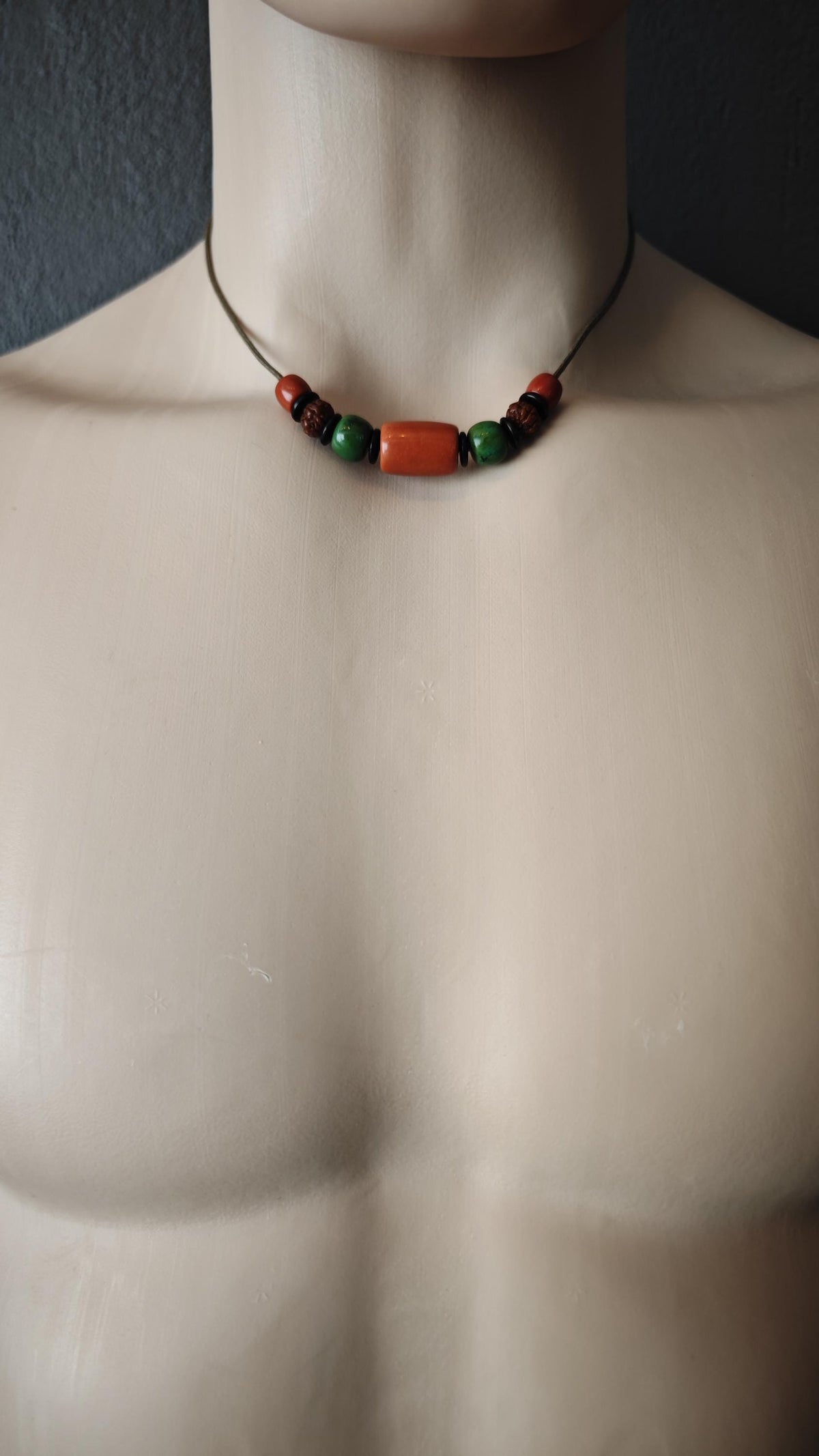 Red Agate Om Mani Padme Hum Necklace, Turquoise Rudraksha Mala Choker, Boho Adjustable Cord