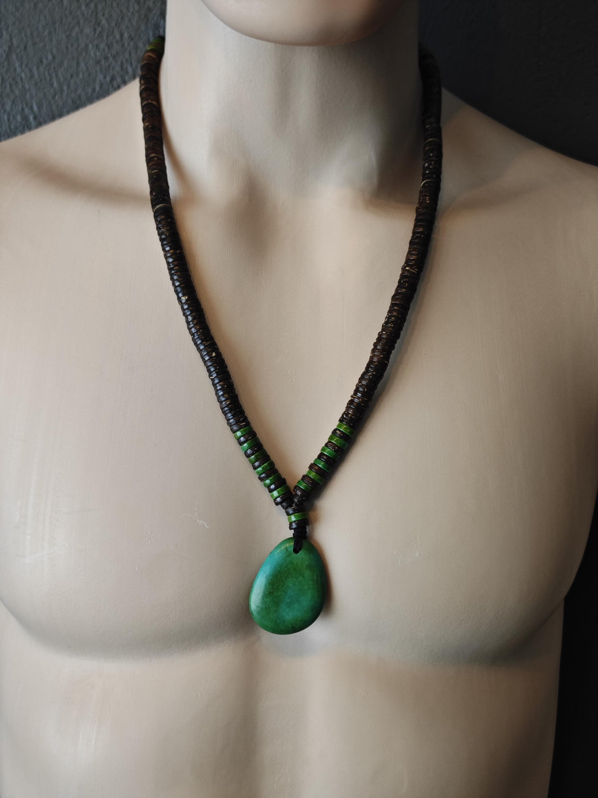 Handmade Turquoise Pendant Necklace with Coconut Beads | Ethnic Tribal Bohemian Jewelry