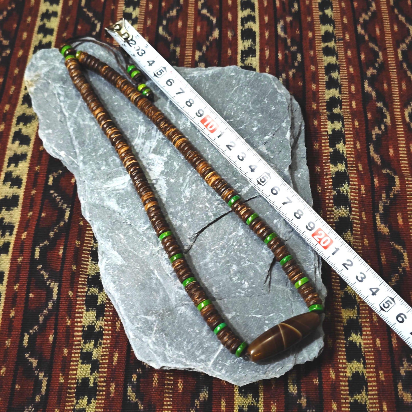 Tibetan Dzi Bead Necklace, Sardonyx Agate, Turquoise, Coconut Shell, Bohemian Jewelry