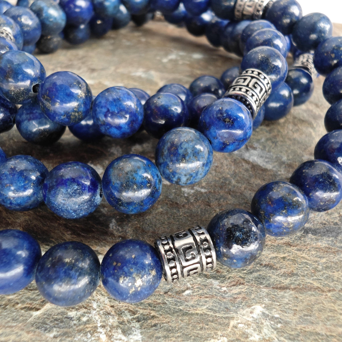 Long Lapis Lazuli Beaded Necklace with Stainless Steel | 98cm Layering Ethnic Boho Jewelry