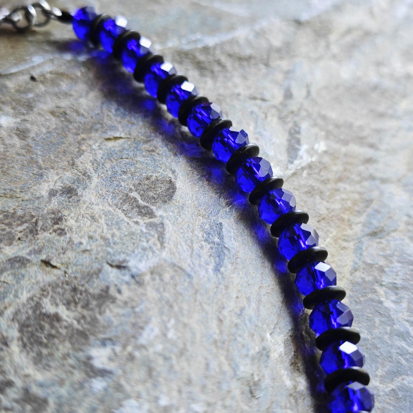 Handmade Chinese Liuli Bead Necklace with Blue Crystal & Coconut Spacers | Ethnic Bohemian Long Necklace