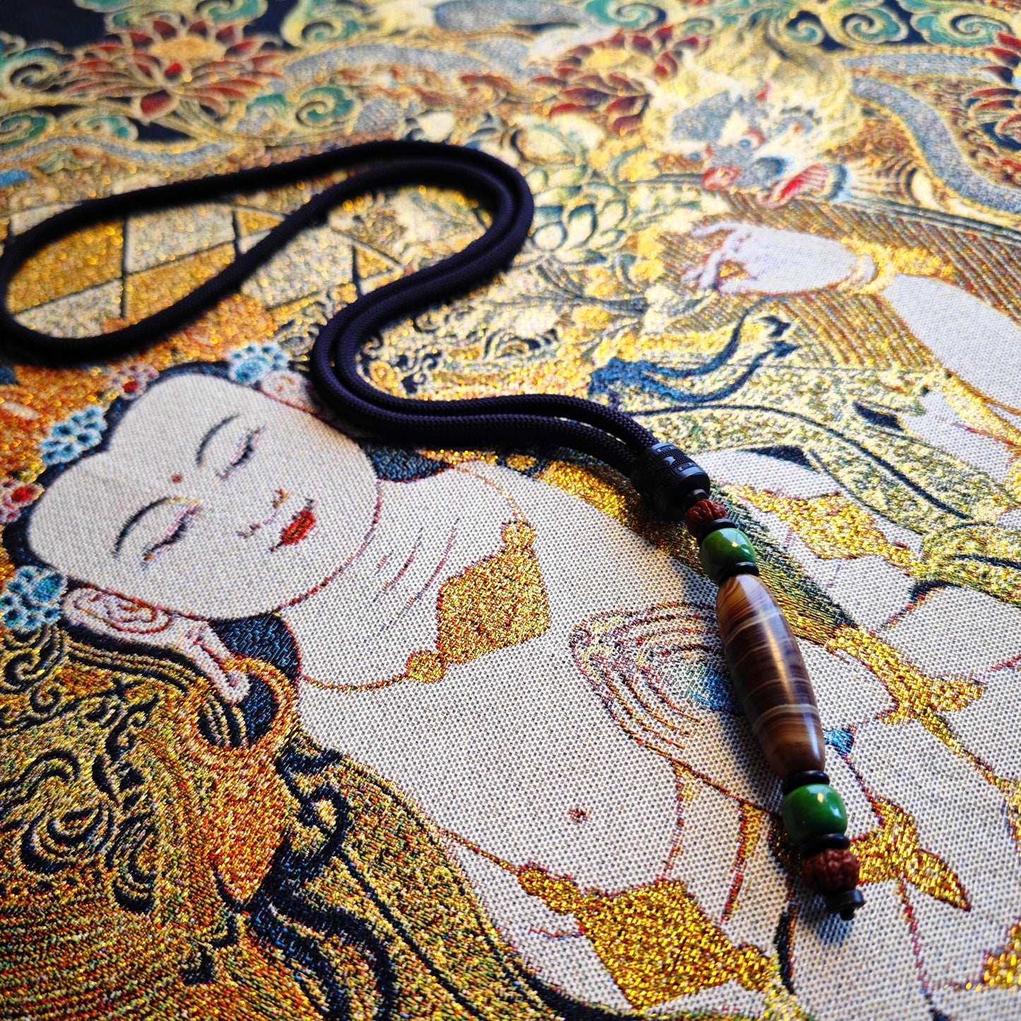 Tibetan Dzi Bead Necklace, Turquoise, Rudraksha, Wood, Coconut Shell, Bohemian Jewelry