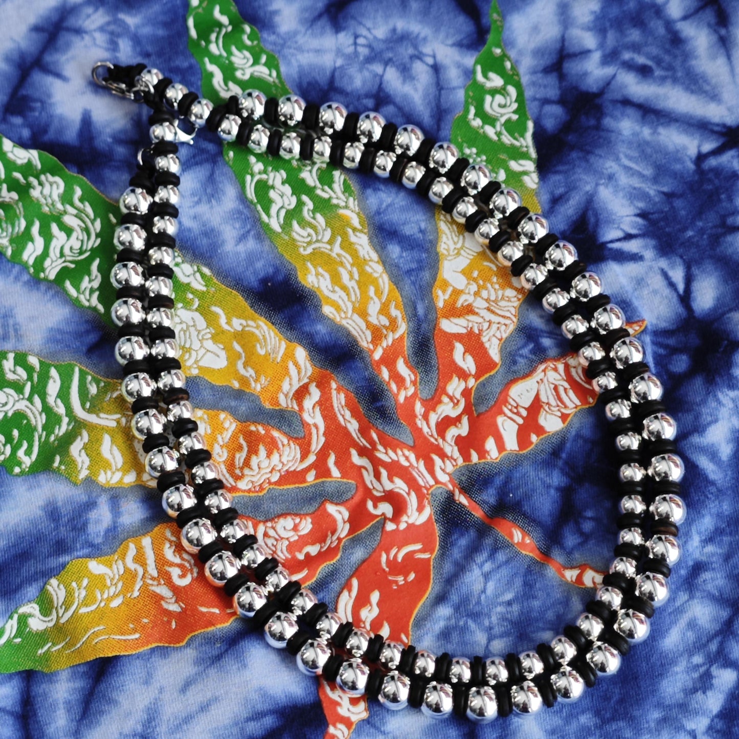 Handmade Hematite & Coconut Beaded Necklace | Silver Black Ethnic Boho Jewelry