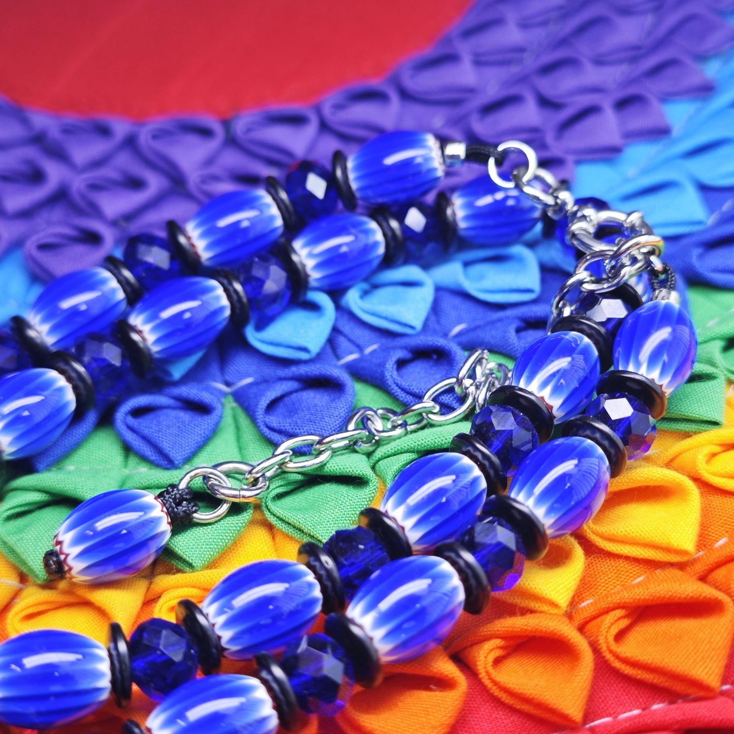 Handmade African Trade Beads Necklace, Blue Liuli, Coconut Spacers, Adjustable Ethnic Boho Jewelry