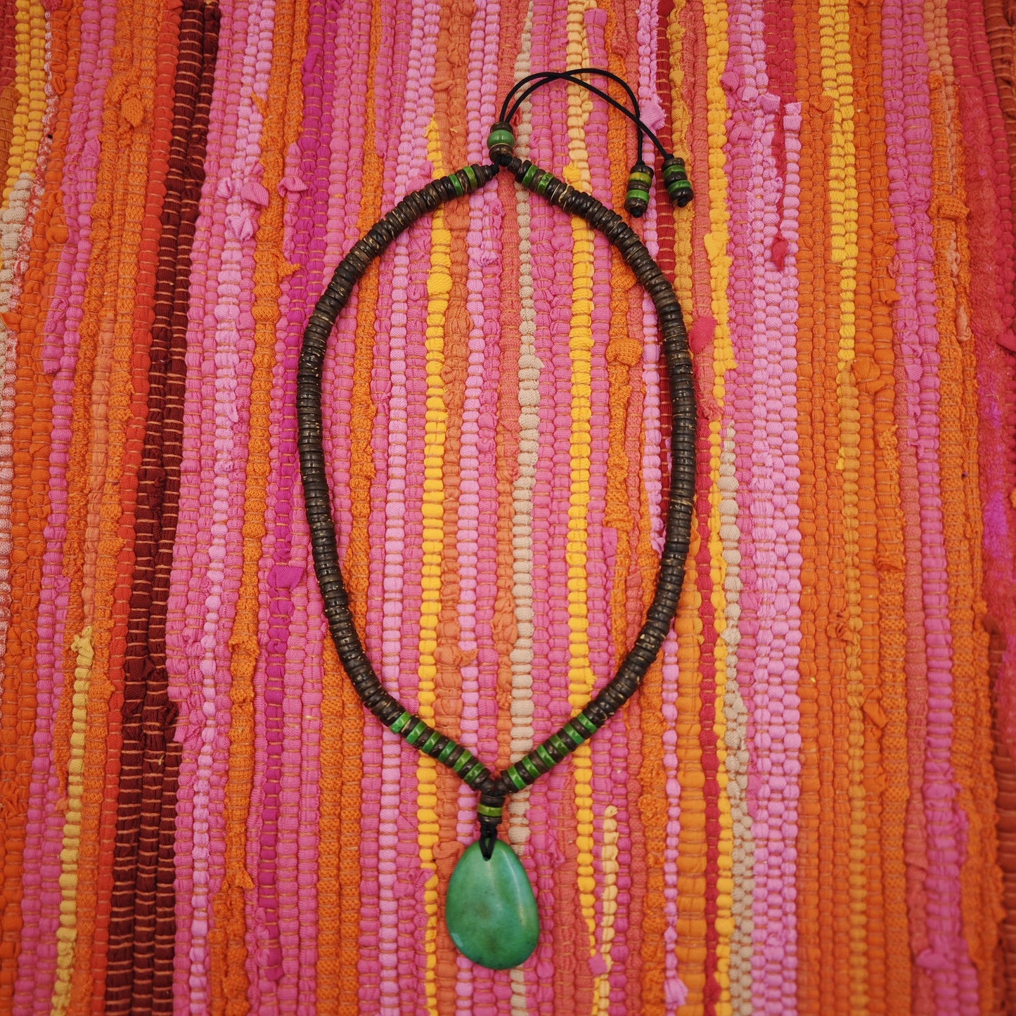 Handmade Turquoise Pendant Necklace with Coconut Beads | Ethnic Tribal Bohemian Jewelry