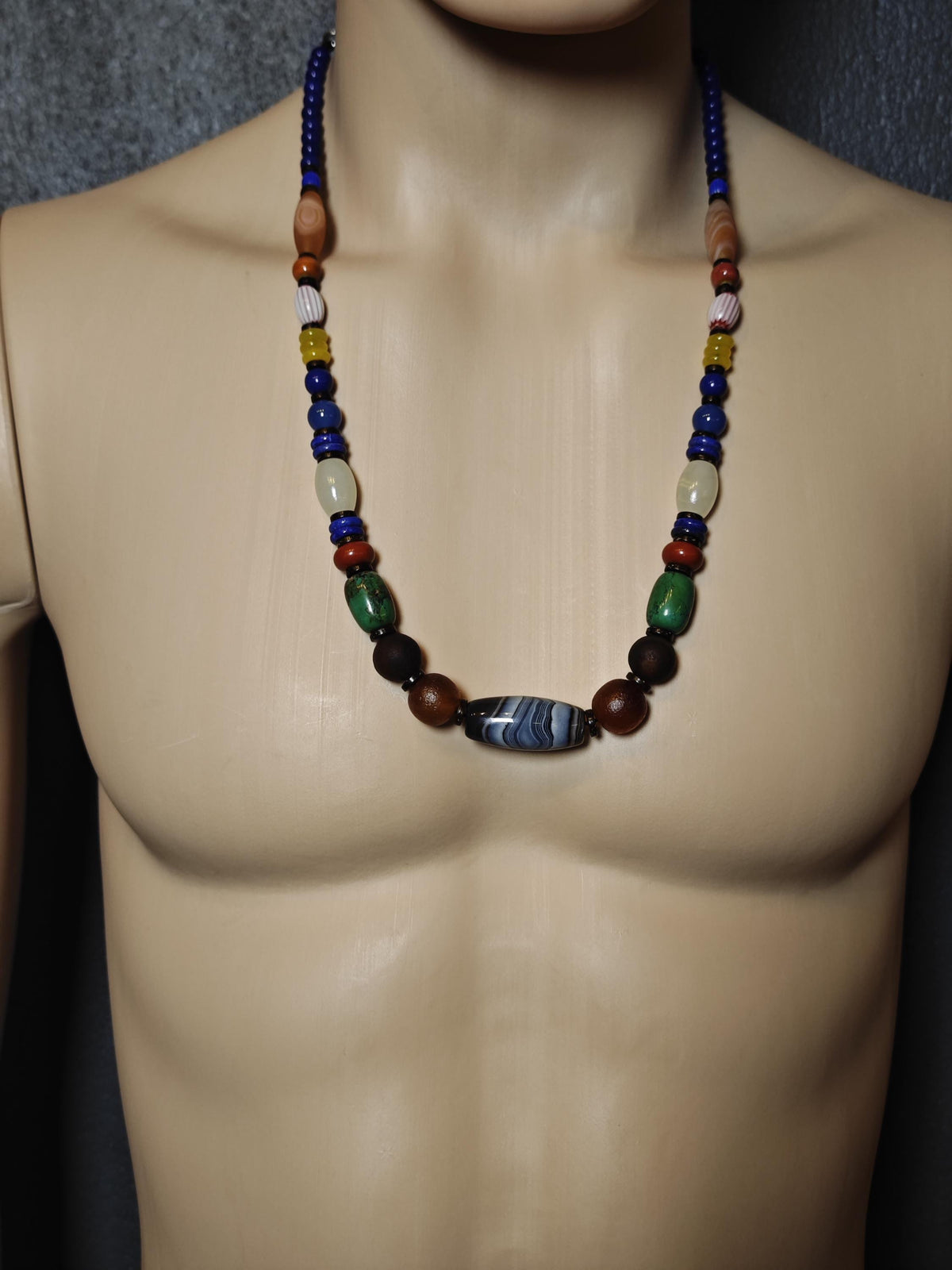 Handmade Multi Gemstone Necklace with Sardonyx Agate & Turquoise | Long Ethnic Bohemian Jewelry