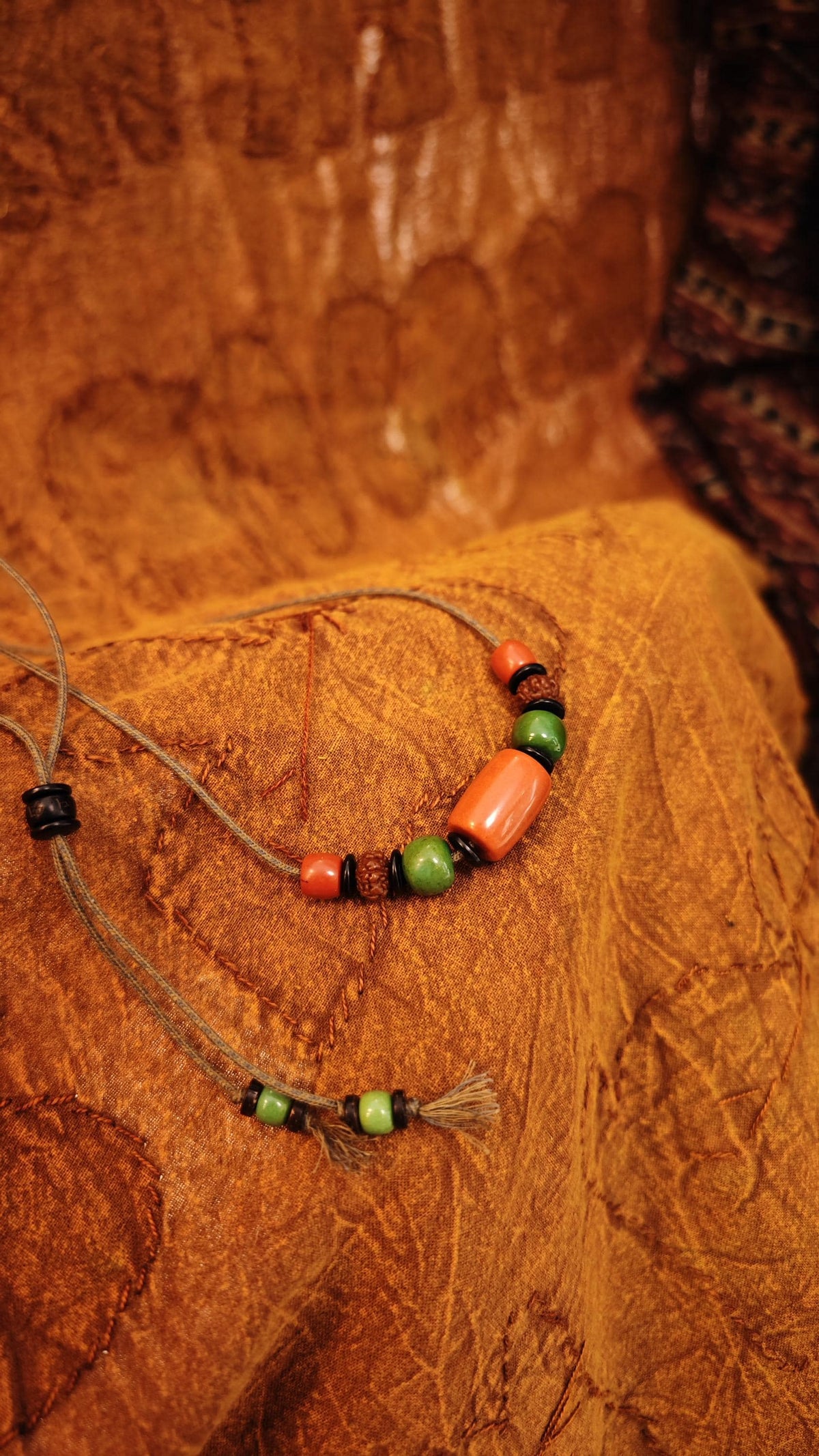 Red Agate Om Mani Padme Hum Necklace, Turquoise Rudraksha Mala Choker, Boho Adjustable Cord