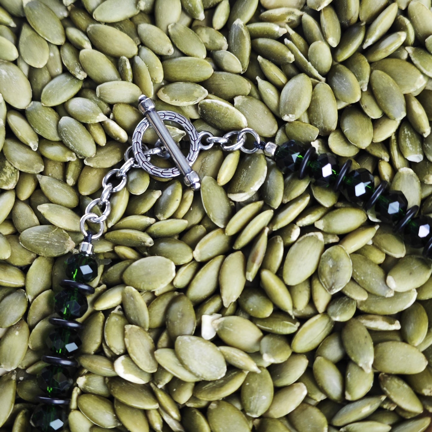 Green Jade Pendant Necklace, Emerald Green Liuli Beaded Choker, Coconut Shell Spacer Boho Jewelry, Stainless Toggle Clasp Necklace 56cm