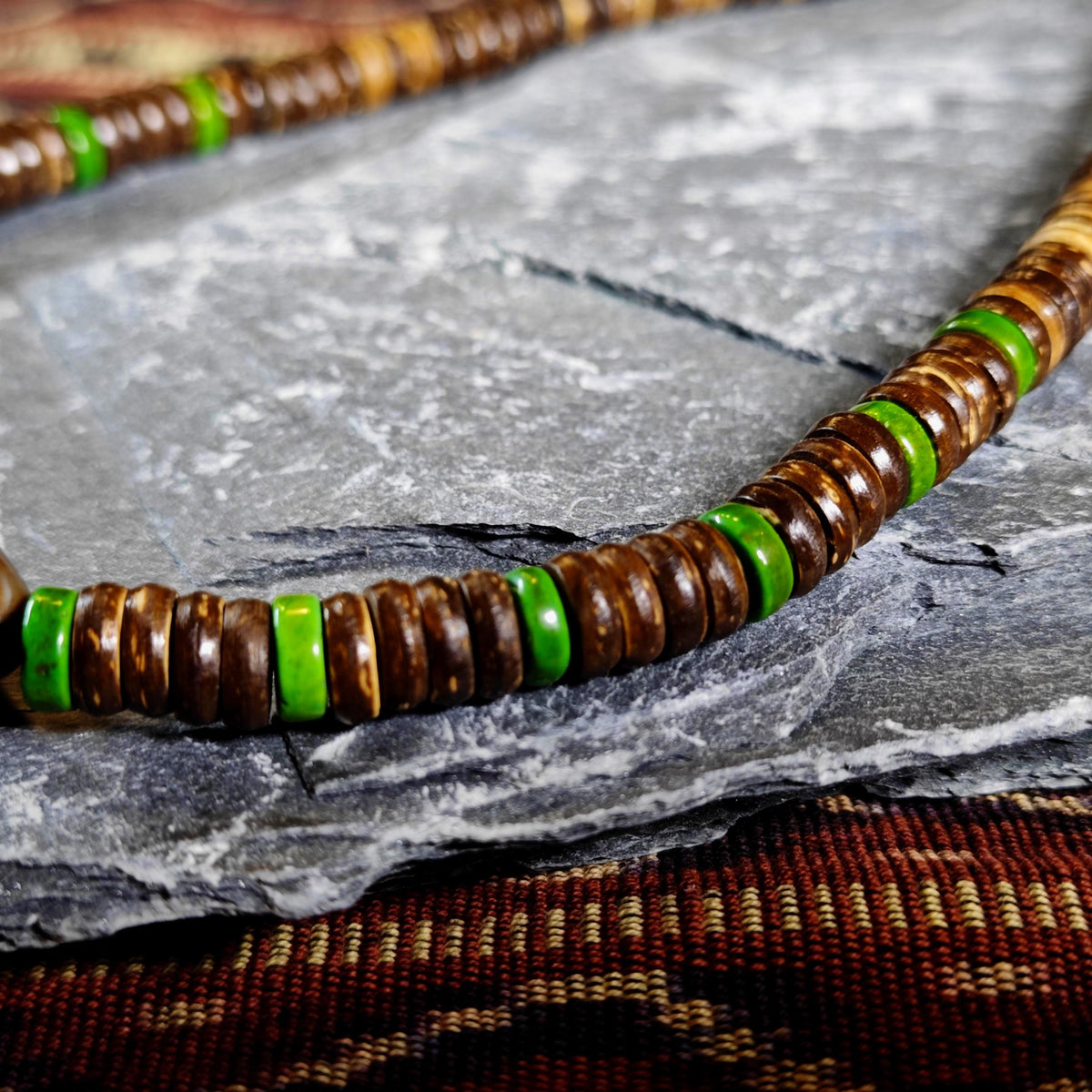 Tibetan Dzi Bead Necklace, Sardonyx Agate, Turquoise, Coconut Shell, Bohemian Jewelry