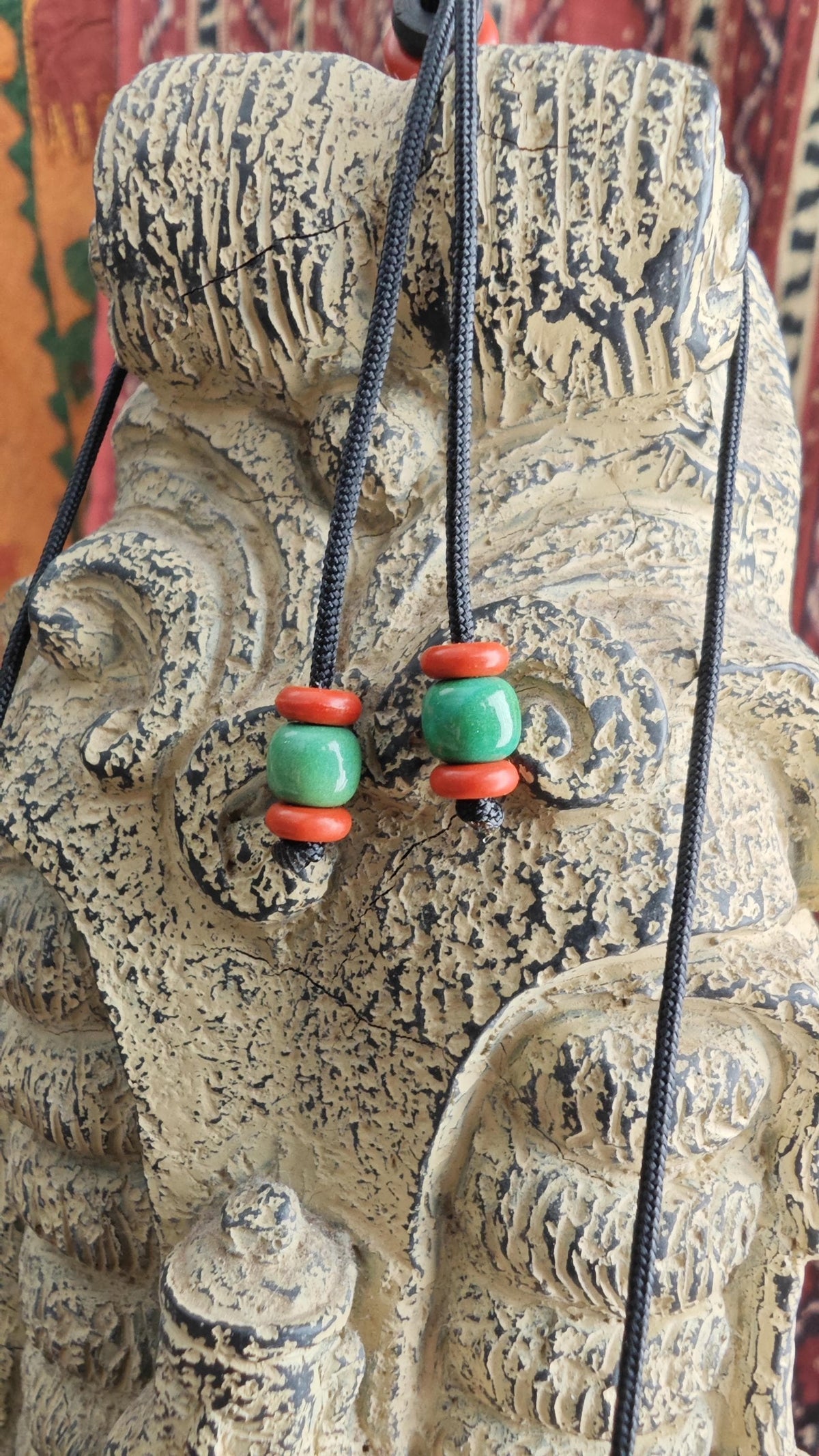 Vintage Tibetan Dzi Bead Necklace, Nan Hong Agate, Turquoise Choker, Tribal Boho Amulet (40-65cm)