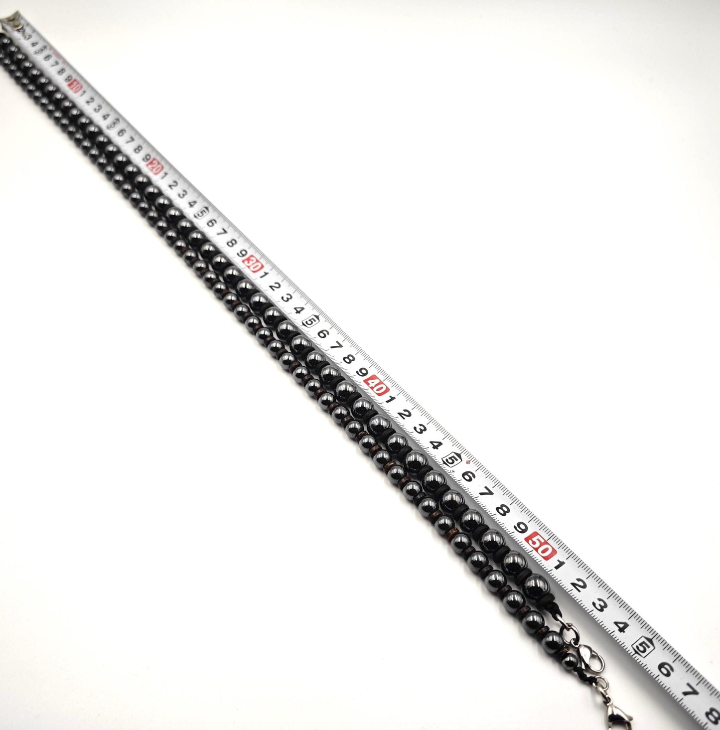 Hematite Beaded Necklace, Coconut Shell Surfer Choker, Metallic Black Stone Jewelry, Unisex Layering Chain, Couples Matching Gift, 54cm 56cm