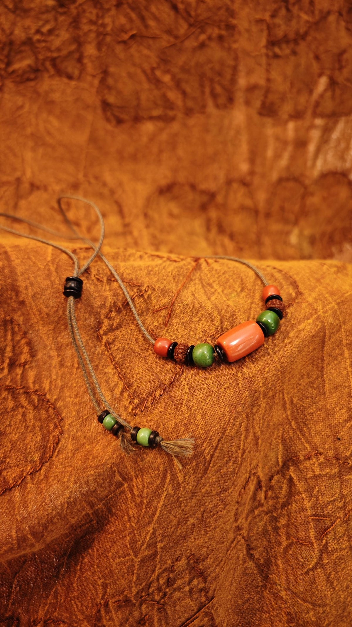 Red Agate Om Mani Padme Hum Necklace, Turquoise Rudraksha Mala Choker, Boho Adjustable Cord