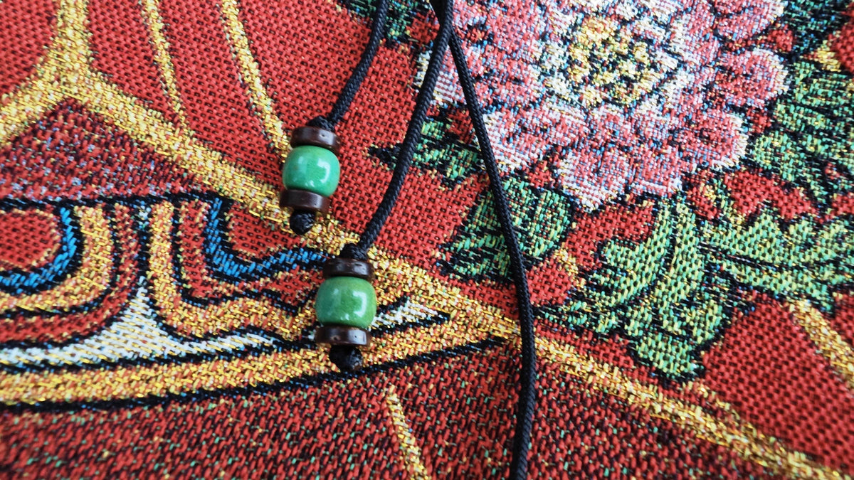 Genuine Turquoise Barrel Necklace, Hand Carved Hardwood Choker, Rudraksha Mala Beads, Tribal Boho Amulet 40-65cm