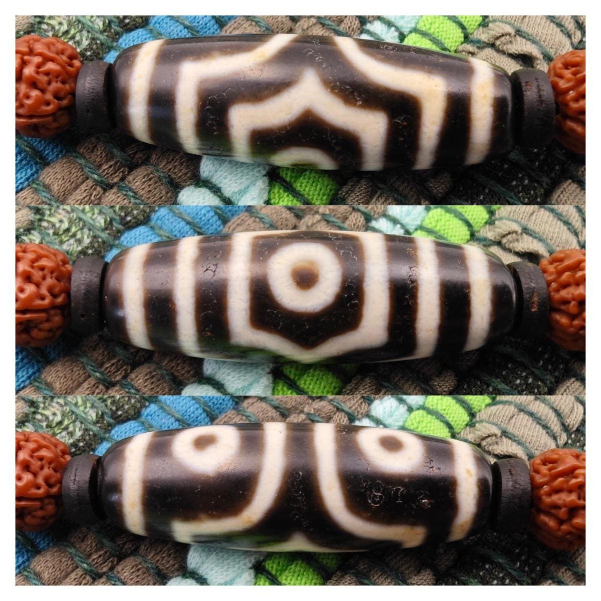 Tibetan Dzi Bead Necklace, Rudraksha Mala & Turquoise Boho Choker, Yak Bone Tribal Jewelry, Spiritual Meditation Surfer Necklace 50cm
