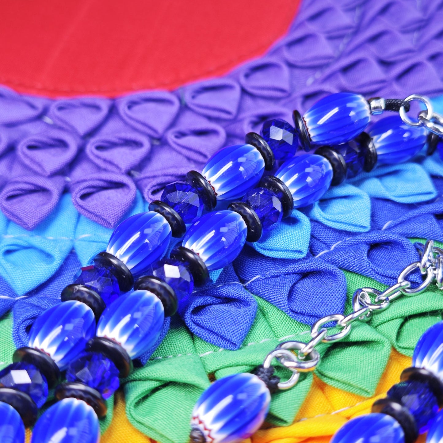 Handmade African Trade Beads Necklace, Blue Liuli, Coconut Spacers, Adjustable Ethnic Boho Jewelry