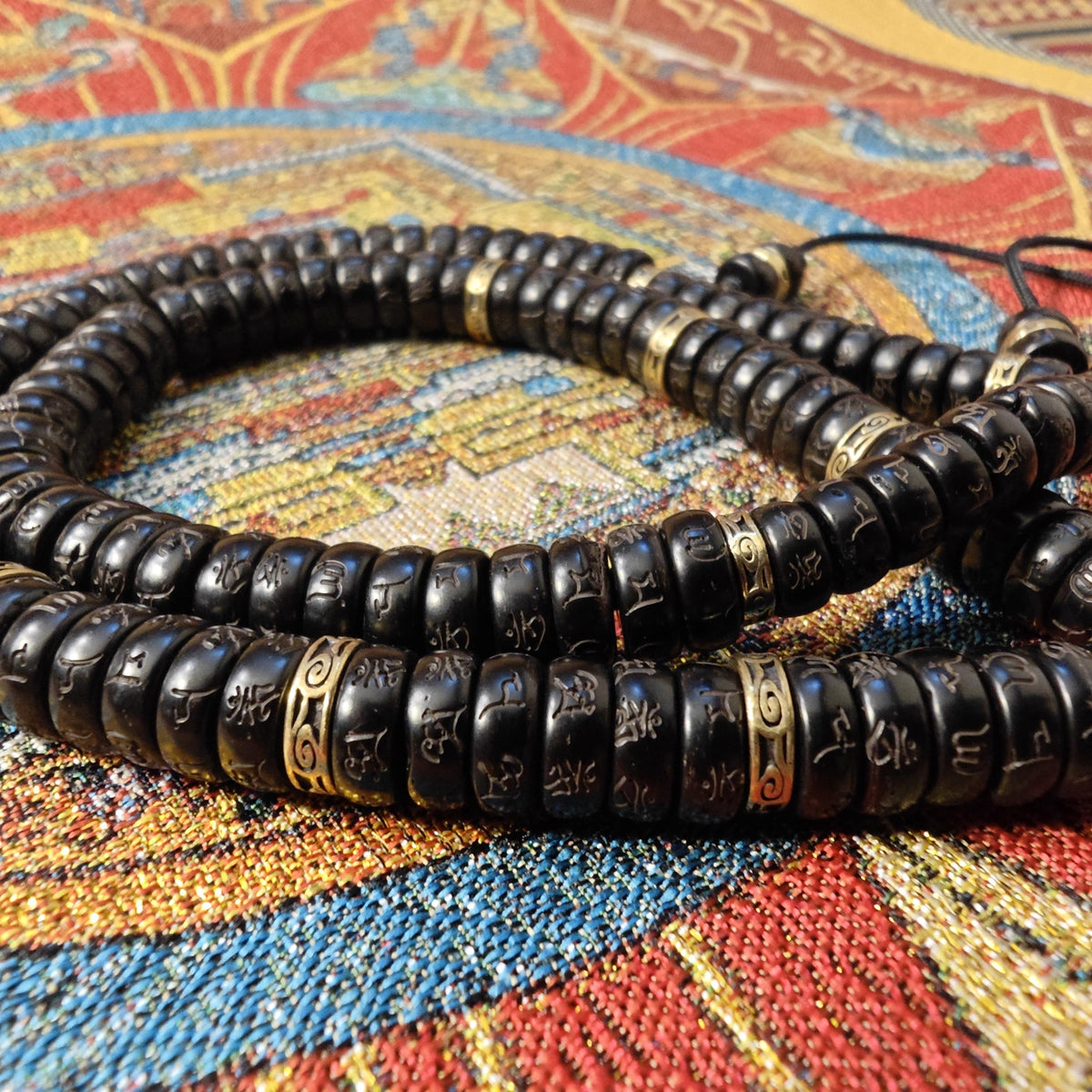 Handmade Copper Pendant Necklace, Om Mani Padme Hum Coconut Beads, Tibetan Ethnic Spiritual Jewelry