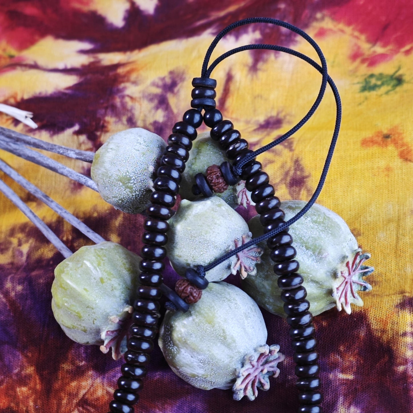 Handmade Sardonyx Agate Necklace with Rudraksha & Yak Bone, Ethnic Spiritual Boho Jewelry