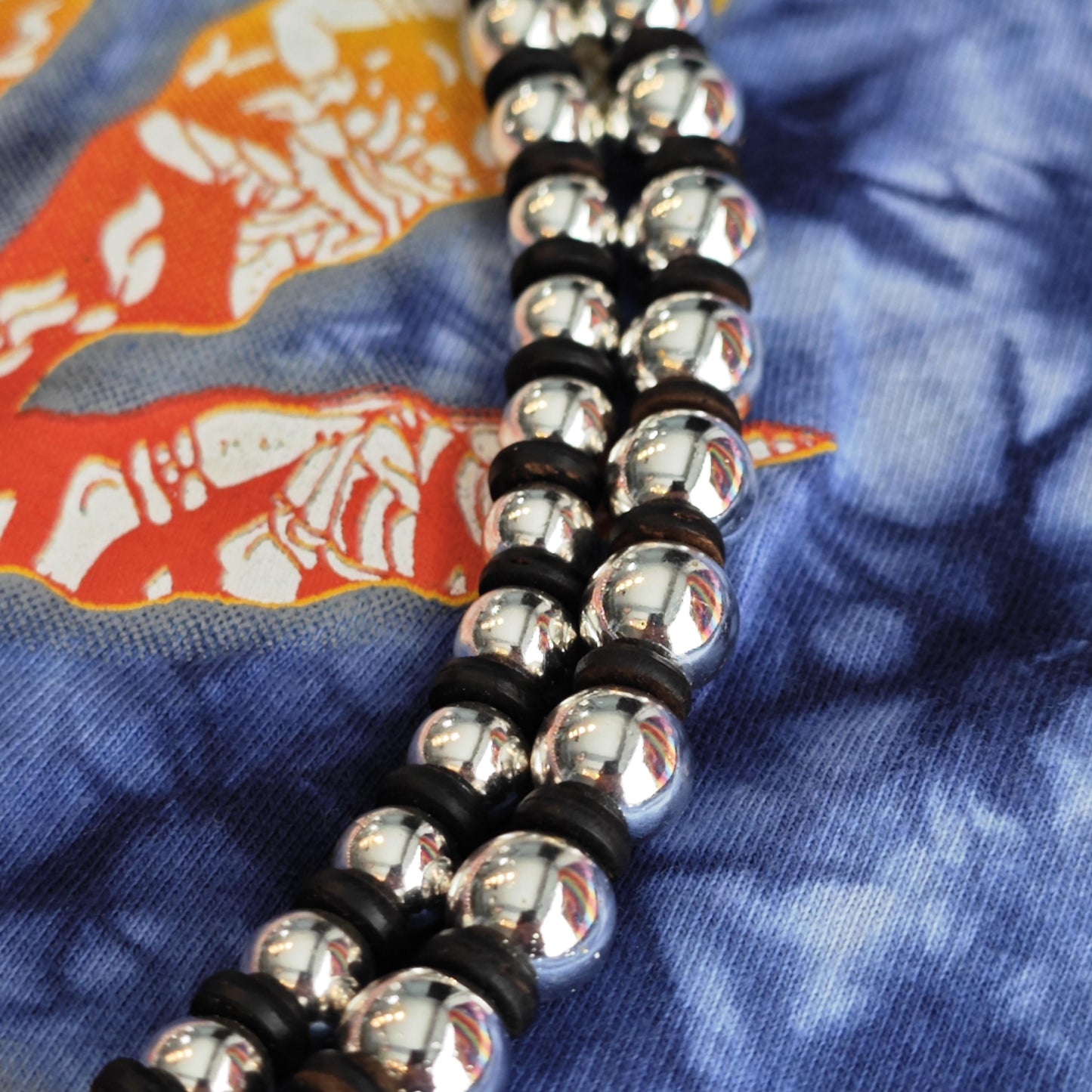 Handmade Hematite & Coconut Beaded Necklace | Silver Black Ethnic Boho Jewelry