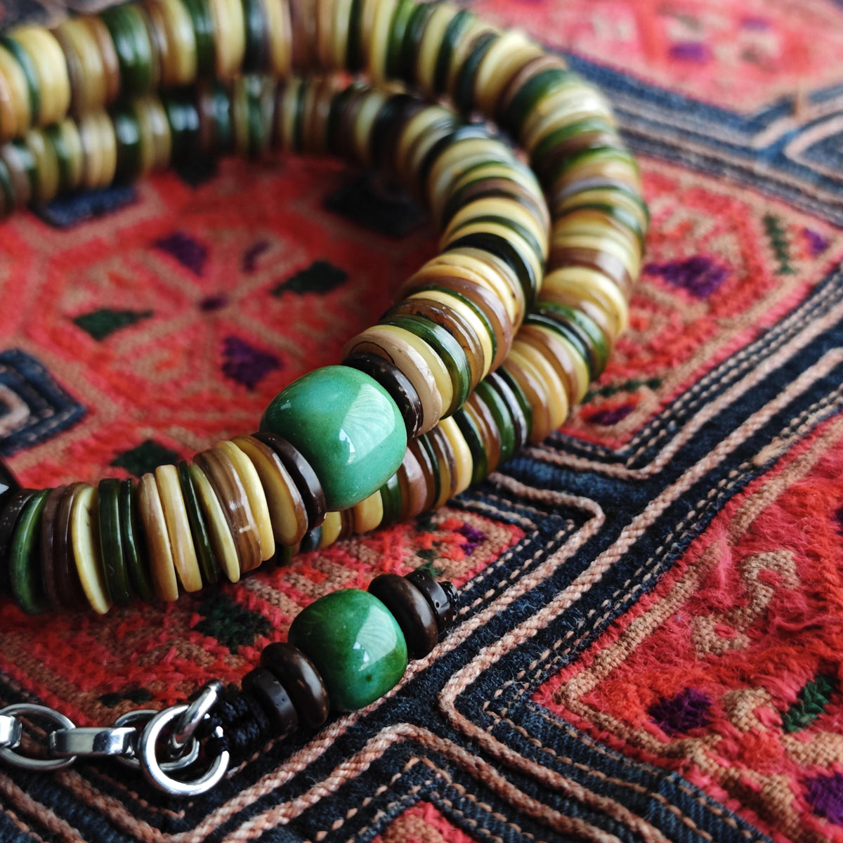 Sardonyx Agate & Turquoise Beaded Necklace, Coconut Shell Heishi Choker, Earthy Tribal Surfer Jewelry, Men's Gemstone Necklace 48cm