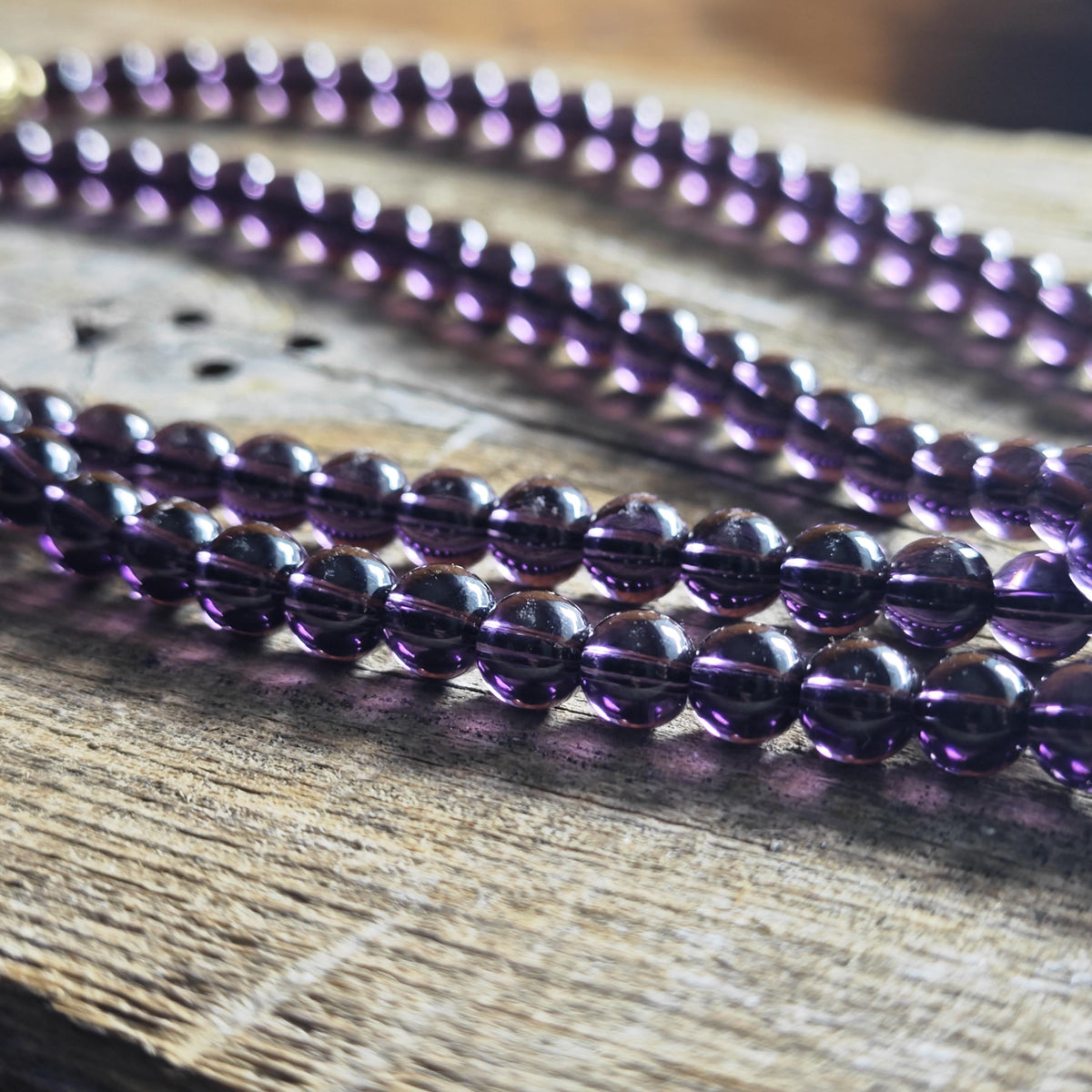 Long Purple Liuli & Copper Beaded Necklace with Statement Pendant | Spiritual Ethnic Boho Long Jewelry
