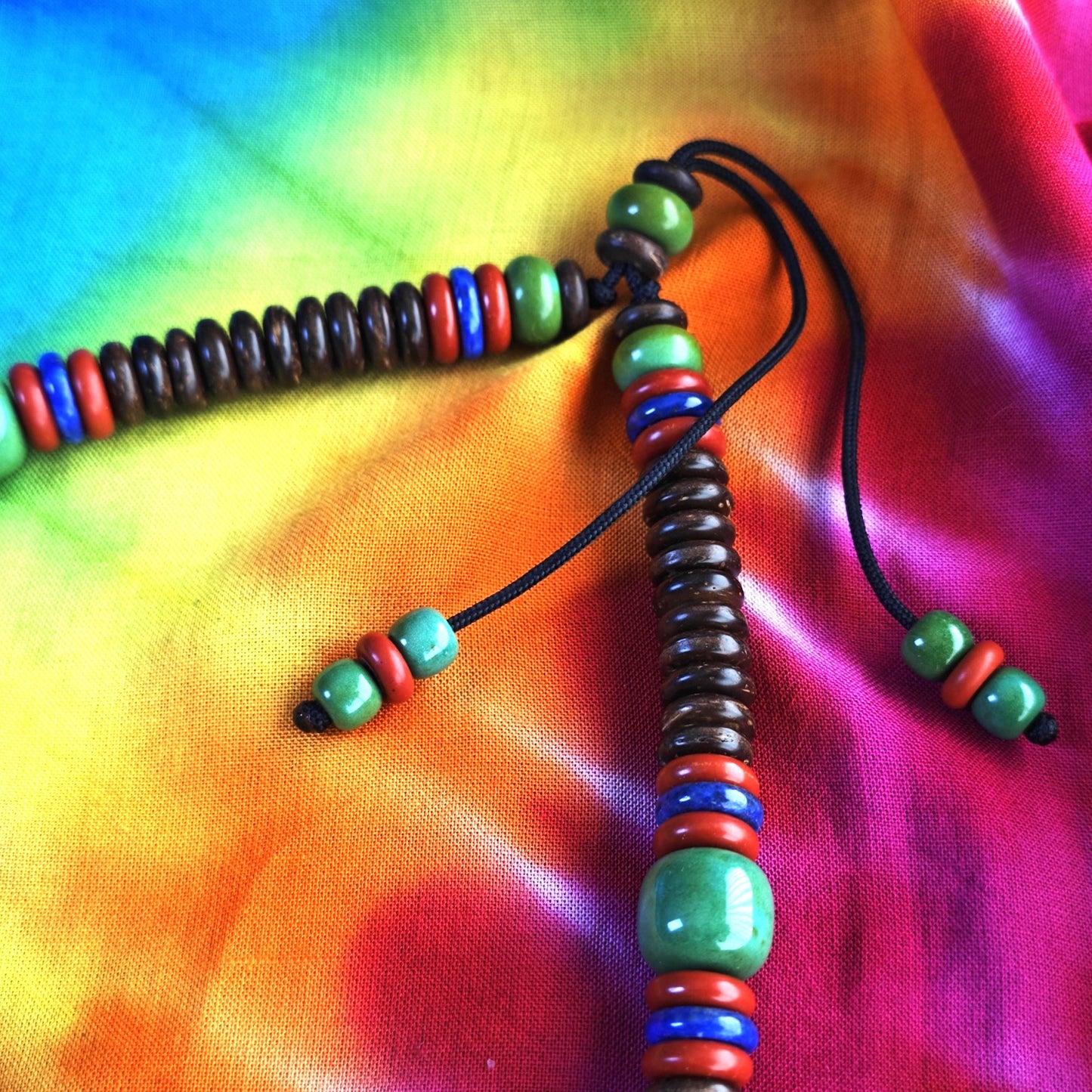 Turquoise & Lapis Lazuli Beaded Necklace, Coconut Shell Surfer Necklace, Nan Hong Red Agate Boho Jewelry, Natural Gemstone Choker 53cm