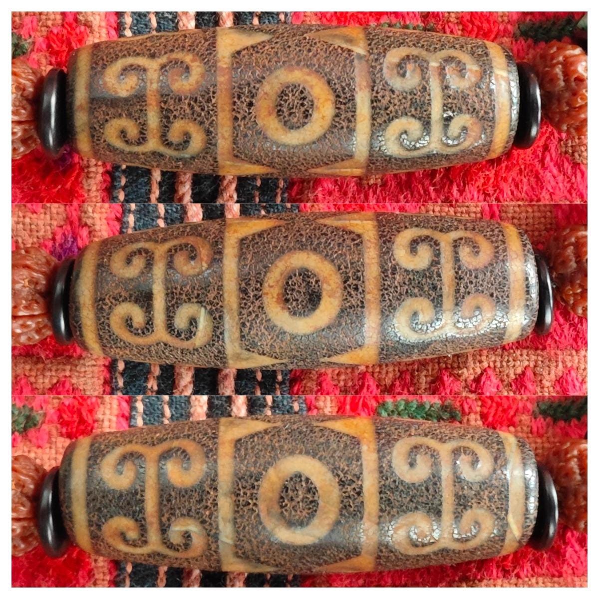 Vintage Tibetan Dzi Bead Turquoise Choker, Rudraksha Mala, Coconut Shell, Tribal Amulet Necklace