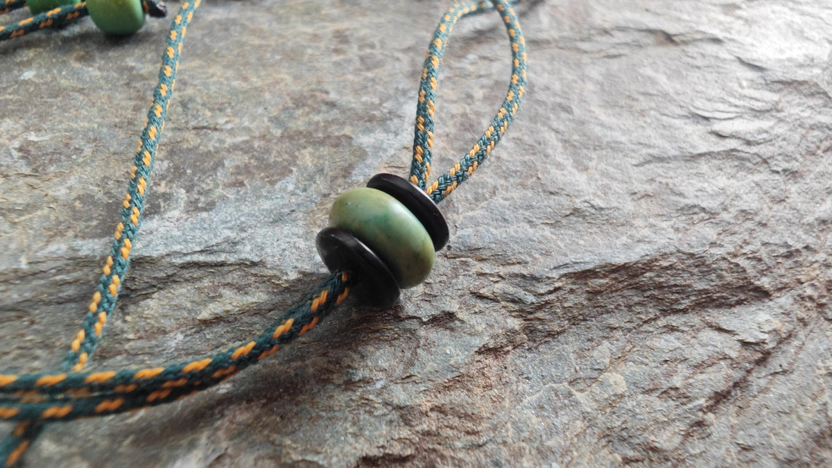 Natural Yellow Jade Focal Bead Necklace, Turquoise Rudraksha Mala Choker, Coconut Shell Ethnic Tribal Jewelry, Unisex Adjustable 42-70cm